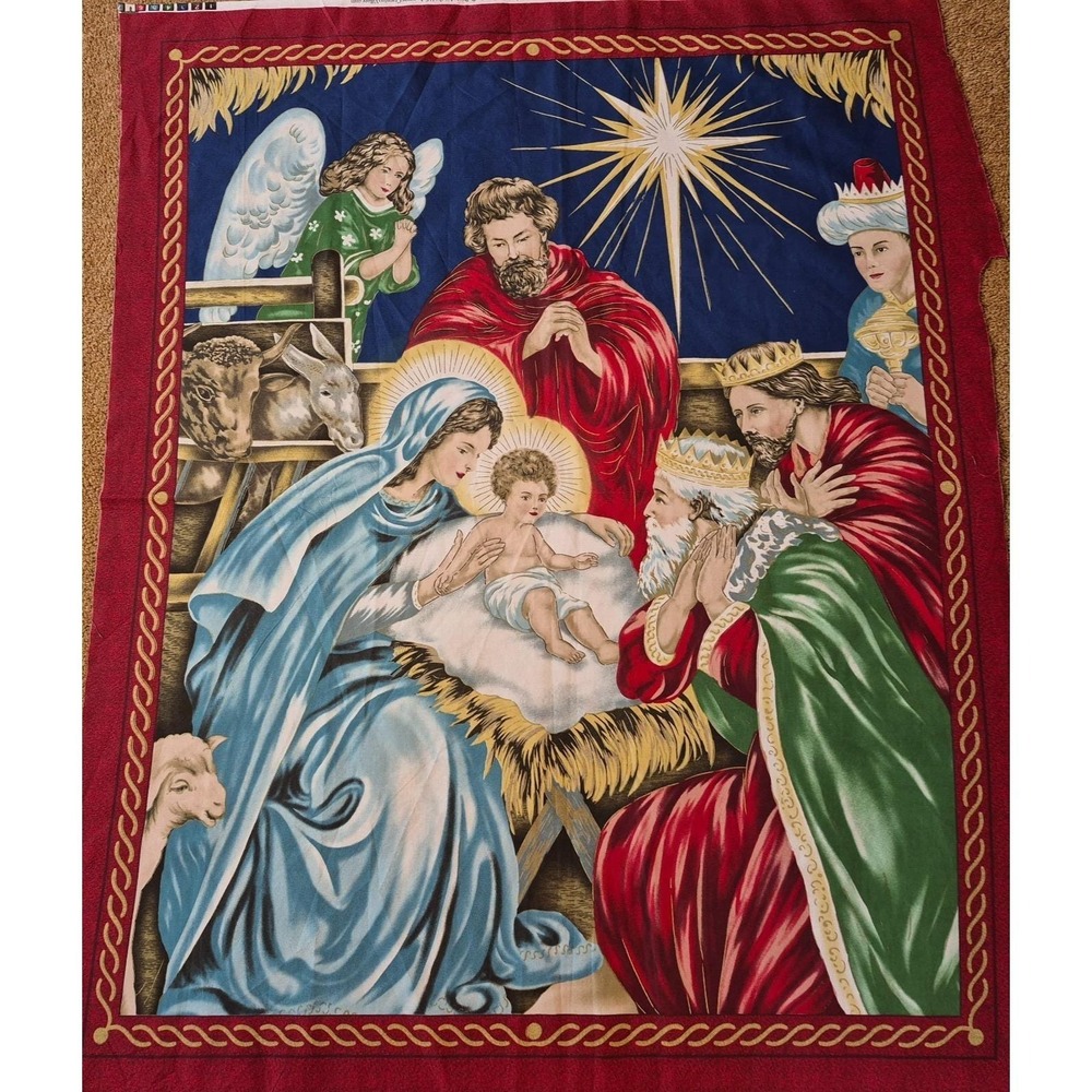 Christmas Nativity Scene Panel VIP CRANSTON Early Enchantments Cotton Fabric